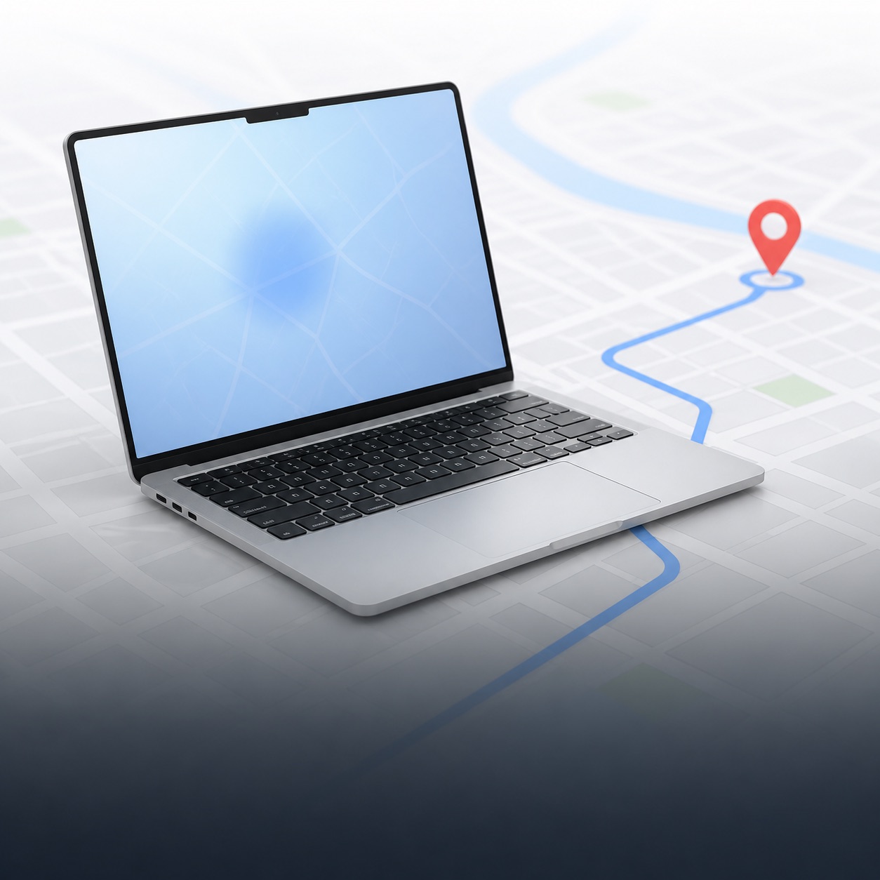 Lost MacBook shown with a location route and last reported position.